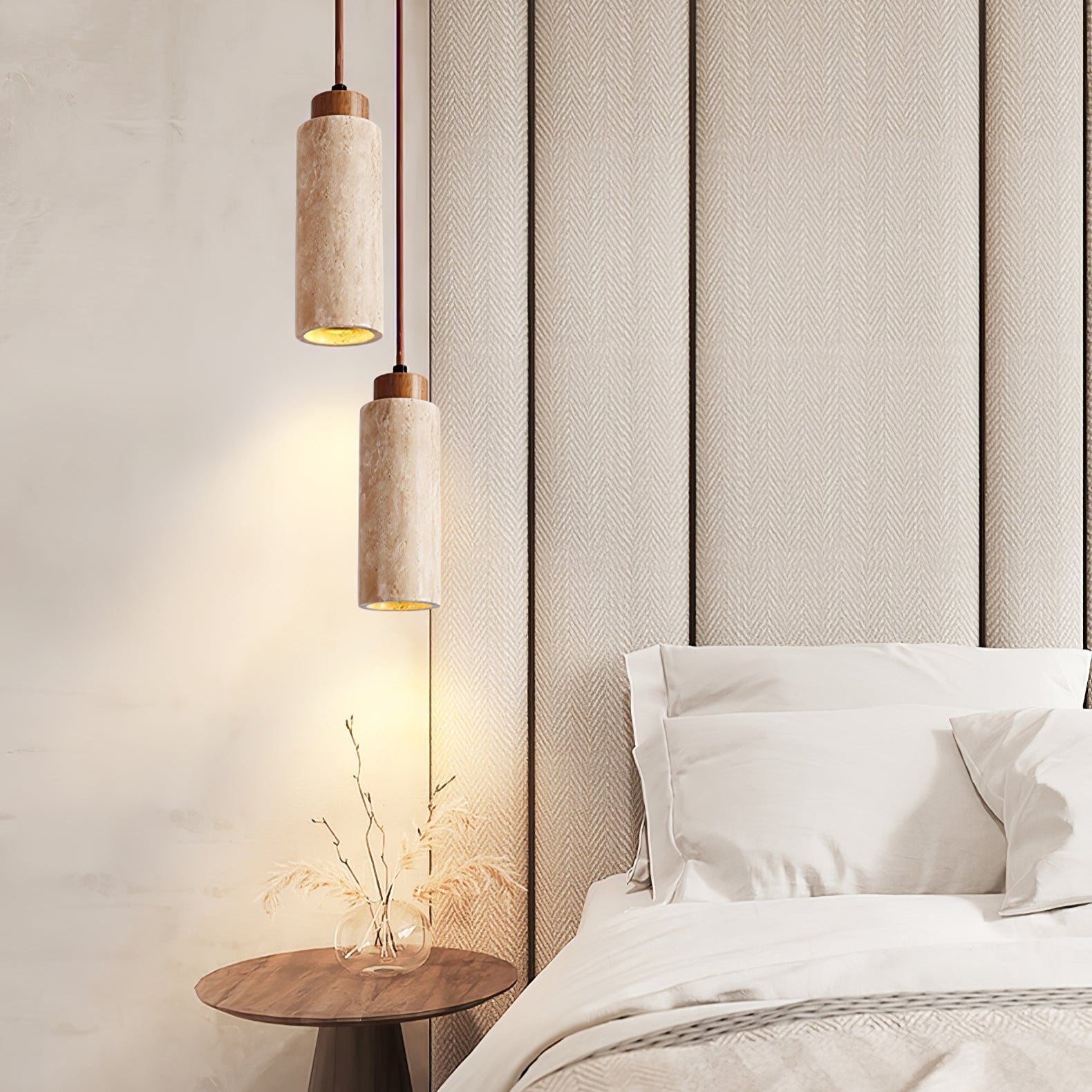 Avloris Travertine Pendant Light-Neutral Decor