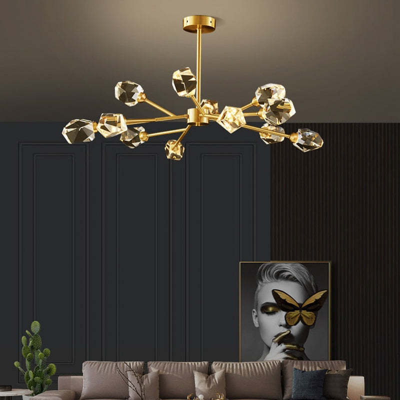 Kristy Luxurious Crystal Chandelier Living Room Golden - Neutral Decor