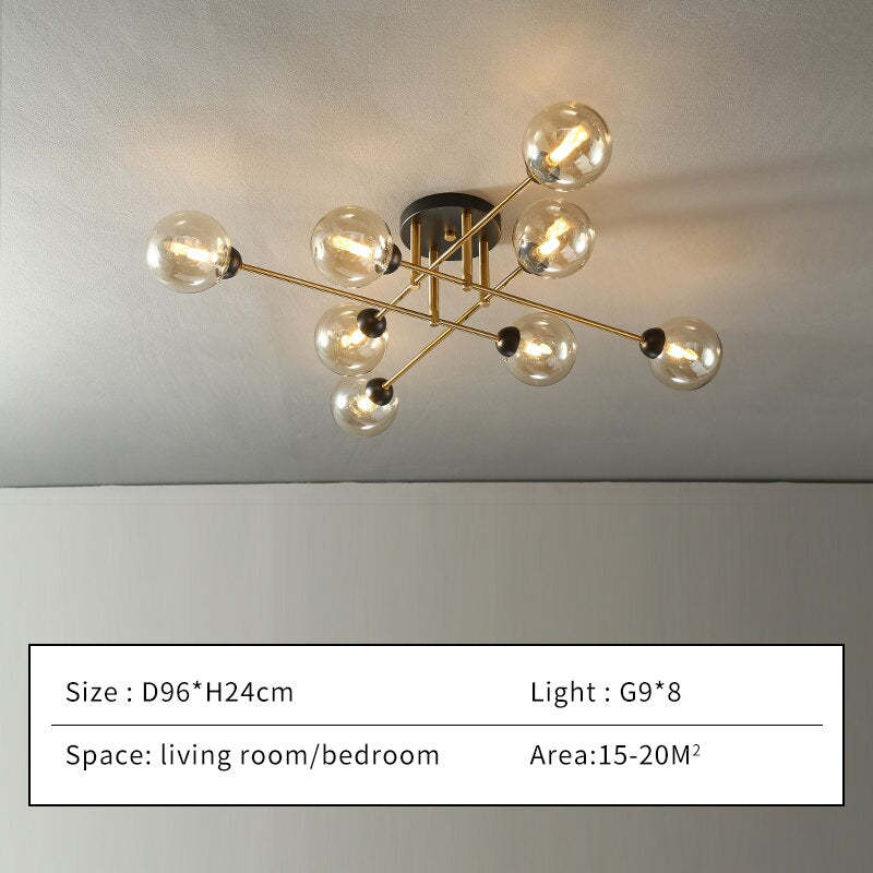 Valentina Industrial Glass Globe Chandelier LED, 6 Style - Neutral Decor