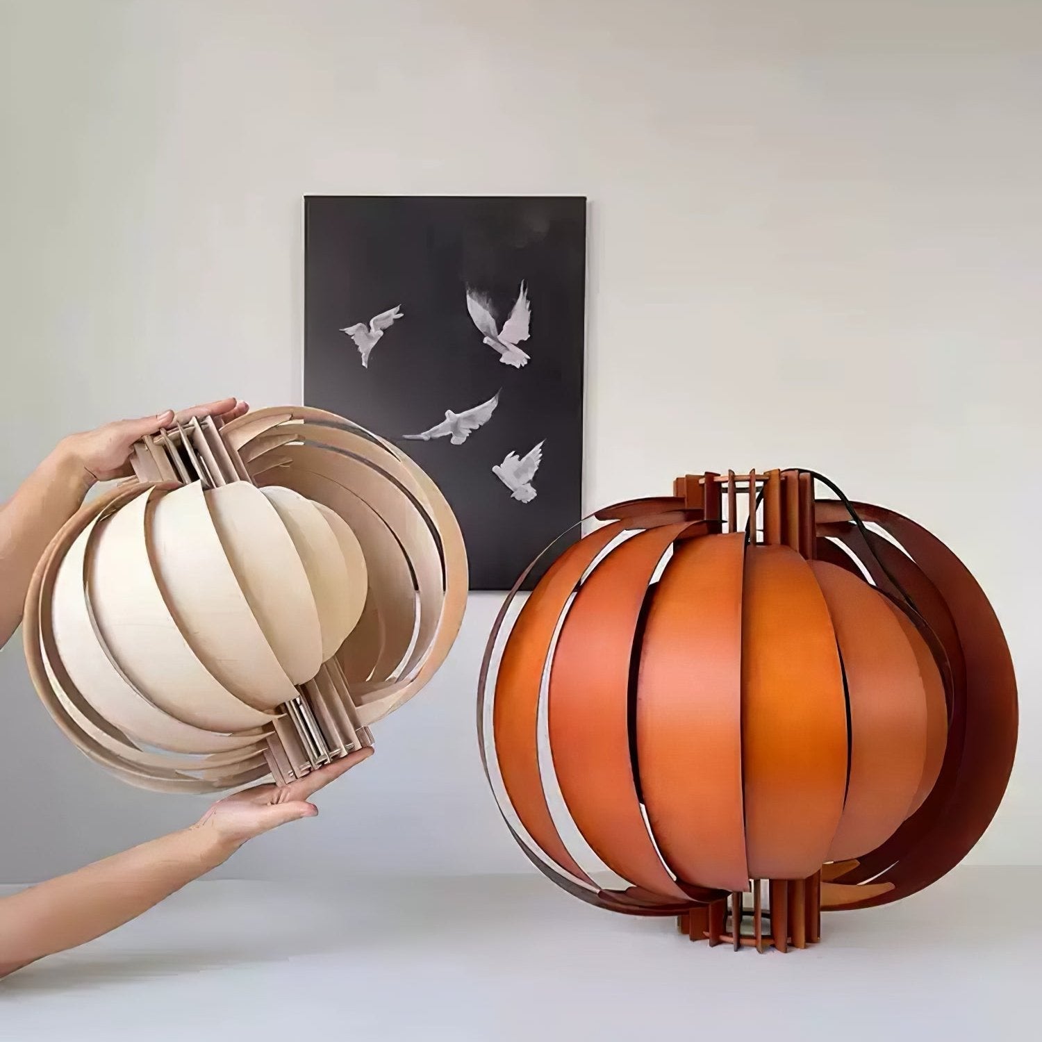 Ivraeus Premium Elegance Ring Wood Pendant Light-Neutral Decor