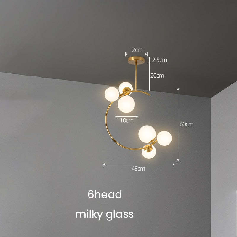 Valentina Modern Glass Globe Pendant Light, Metal & Glass, 3 Style - Neutral Decor