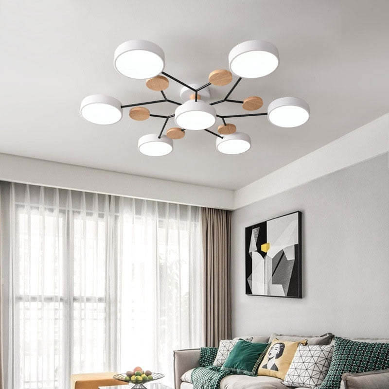 Arisha Ceiling Light, Wood Round for Living Room - Neutral Decor