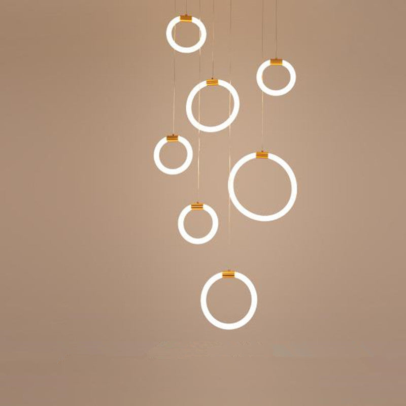 Arisha Minimalist Staircase Ring Metal Pendant Light - Neutral Decor