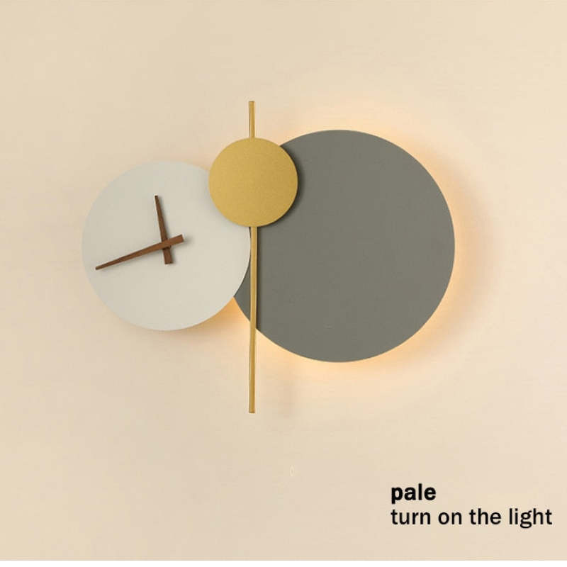 Arisha Modern Clock Metal Painted Wall Light LED Light Bedroom - Neutral Decor