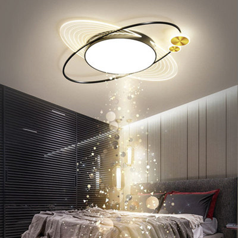 Arisha Simple Design Circle LED Flush Mount Ceiling Light, Black/Gold - Neutral Decor