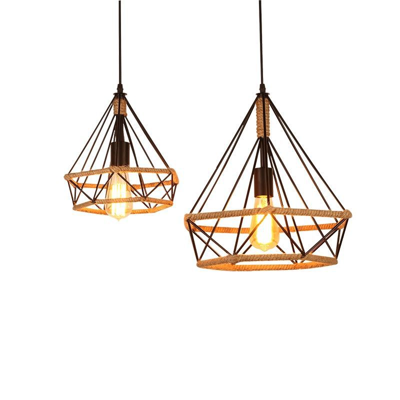 Epoch Countryside Diamond Pendant Light Black Metal Kitchen/Cafe - Neutral Decor