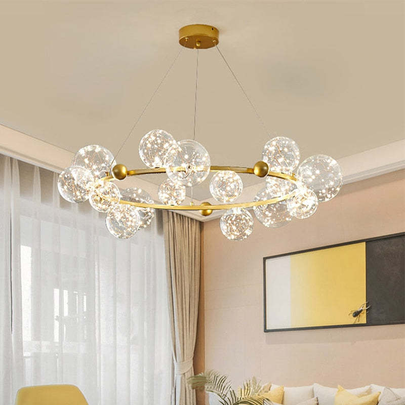 Valentina Art Deco Luminous Sphere Cluster Glass Pendant Light - Neutral Decor