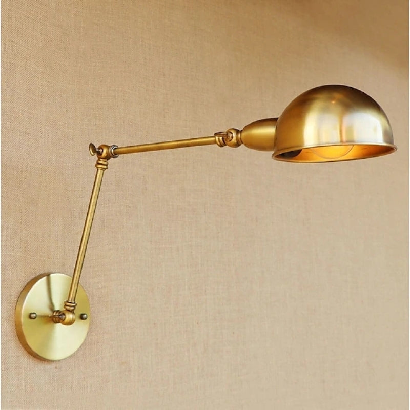 Epoch Vintage Semi-sphere Metal Swing Arm Foldable Wall Lamp, Bronze - Neutral Decor