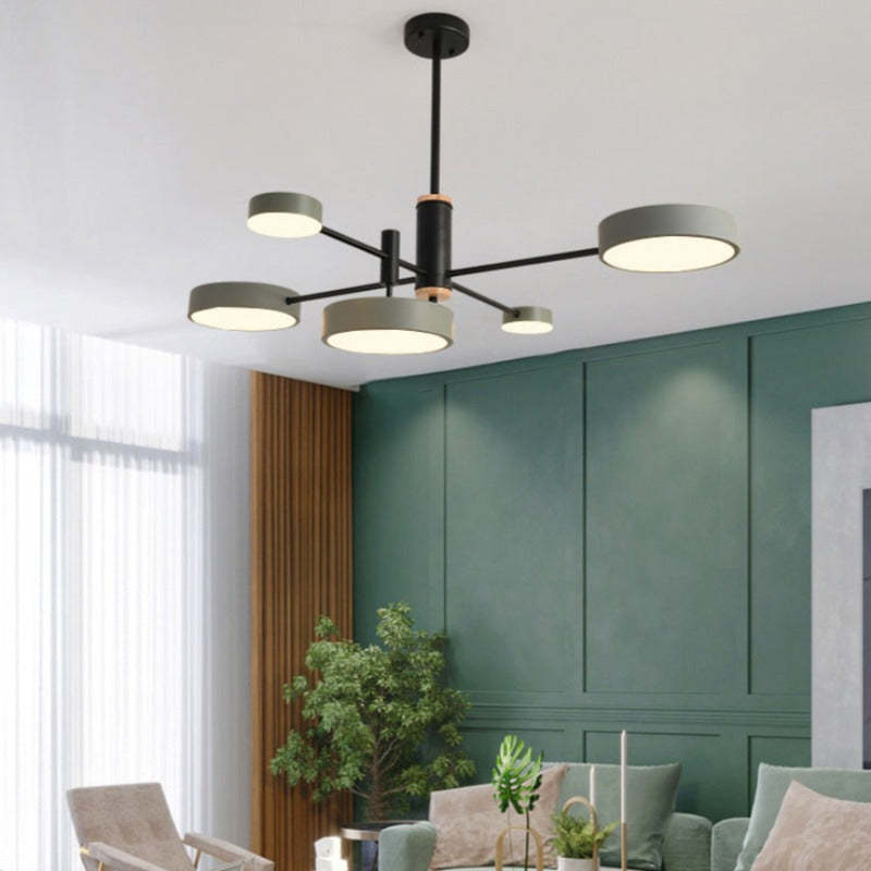Arisha Pendant Light LED, Metal & Wood, Grey/White/Gold - Neutral Decor