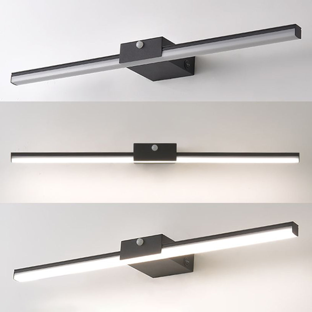 Arisha Minimalist Linear Metal Wall Lamp, Black/White, Bathroom - Neutral Decor