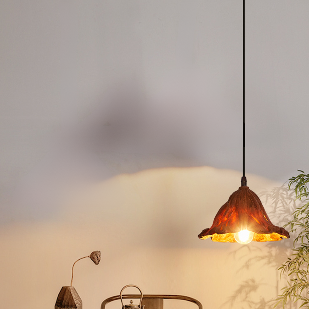 Ritta Art Lotus Leaf LED Pendant Light Resin Dining Room - Neutral Decor