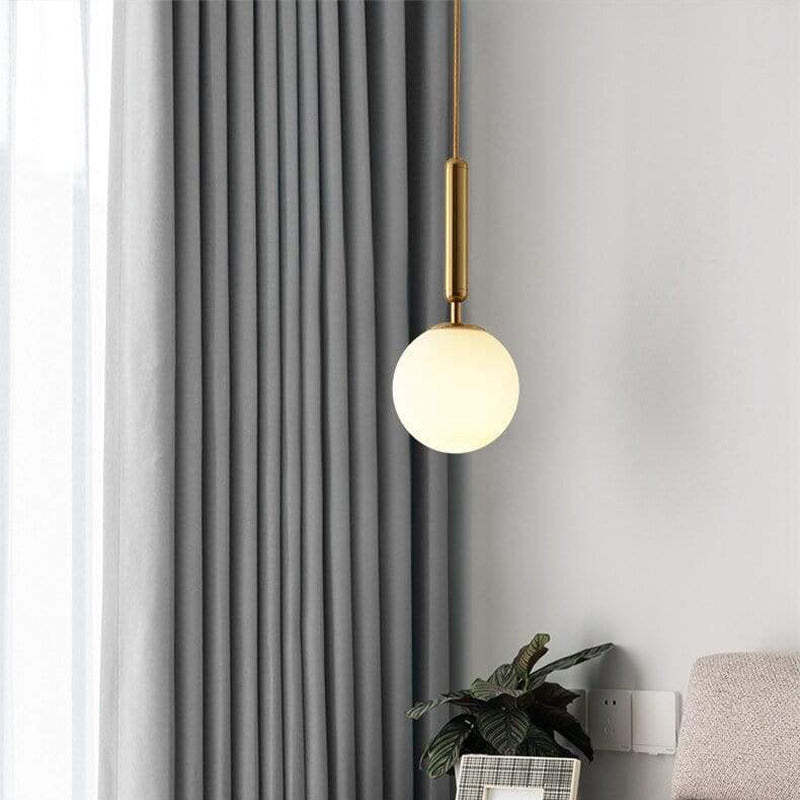 Valentina Modern Glass Ball Pendant Light, White/Clear - Neutral Decor