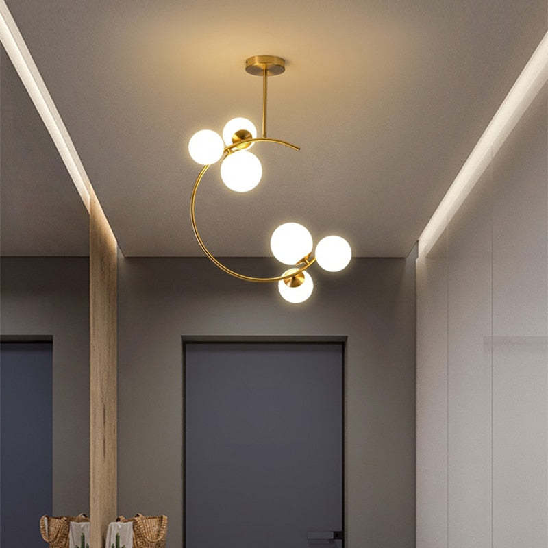 Valentina Modern Glass Globe Pendant Light, Metal & Glass, 3 Style - Neutral Decor