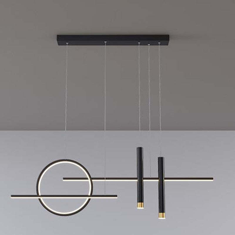 Arisha Minimalism Led Pendant Light, Irregular Ring, Black/Glod - Neutral Decor