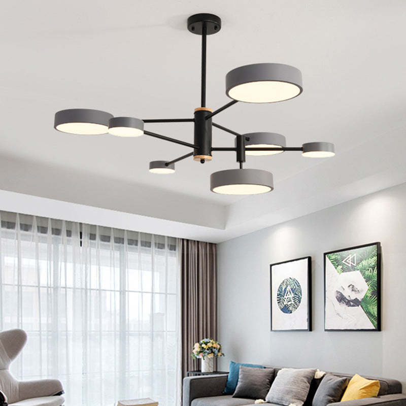 Arisha Pendant Light LED, Metal & Wood, Grey/White/Gold - Neutral Decor