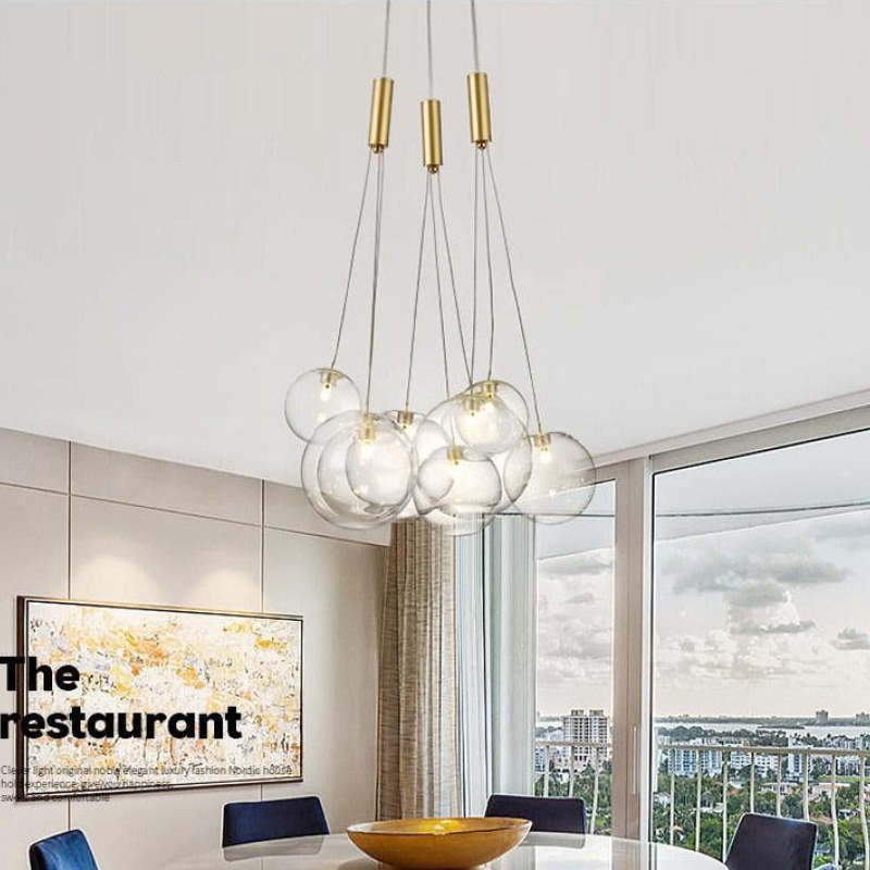 Valentina Glass Globe Bubble Pendant Light LED Stary - Neutral Decor