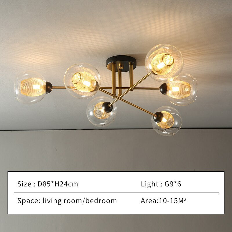 Valentina Industrial Glass Globe Chandelier LED, 6 Style - Neutral Decor