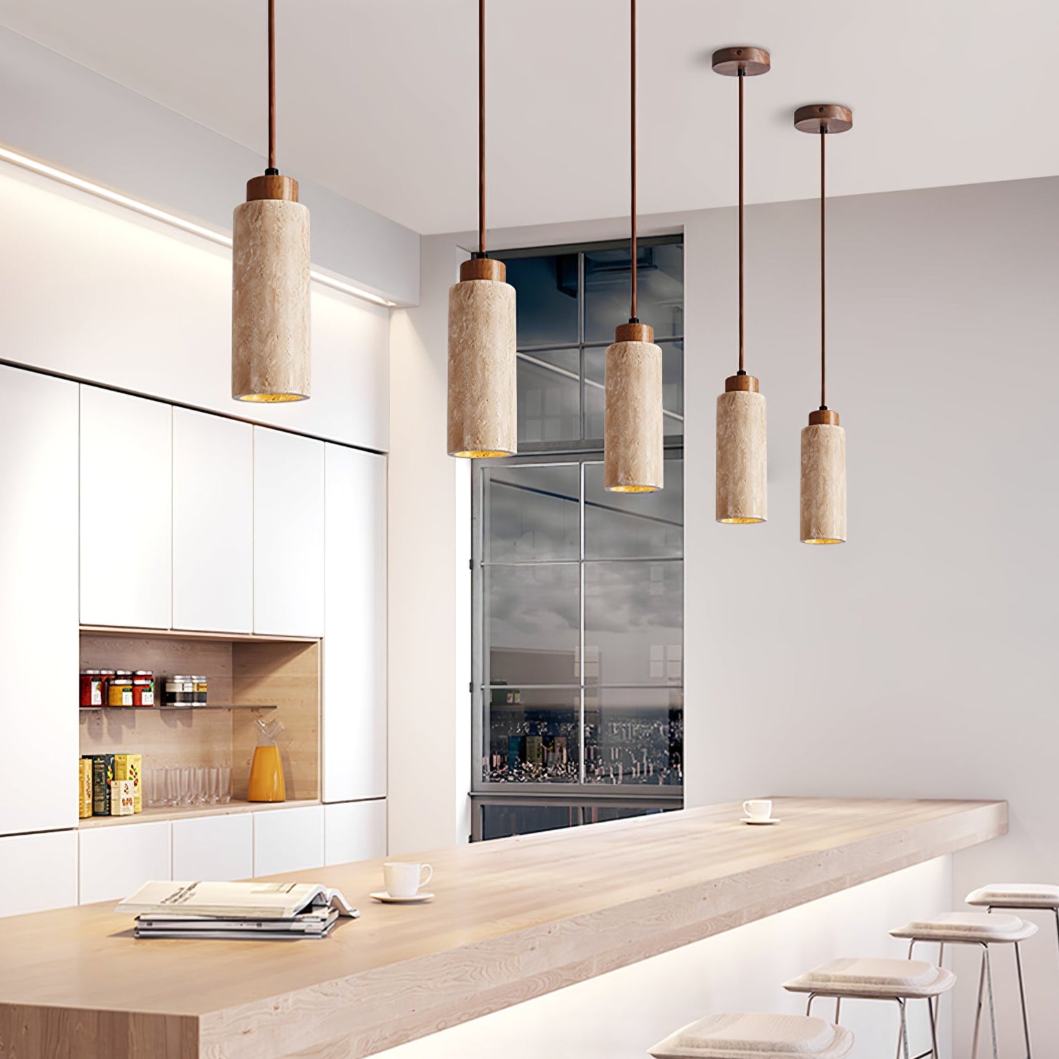 Avloris Travertine Pendant Light-Neutral Decor