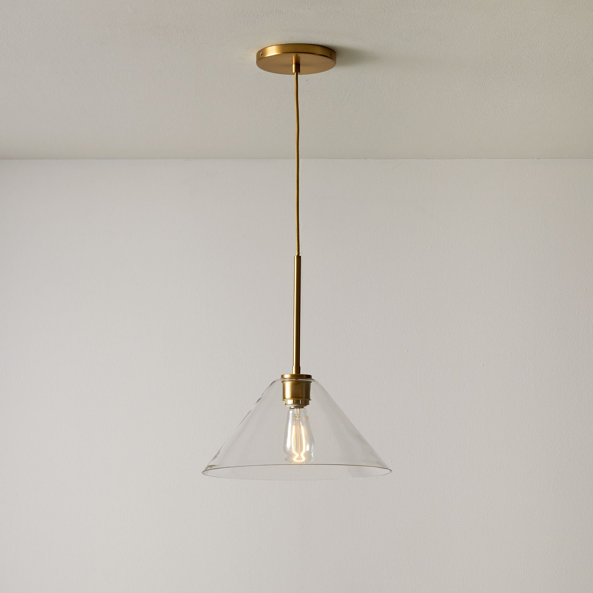 Cone Milk Clear Glass Cone Pendant Light for Kitchen-Neutral Decor