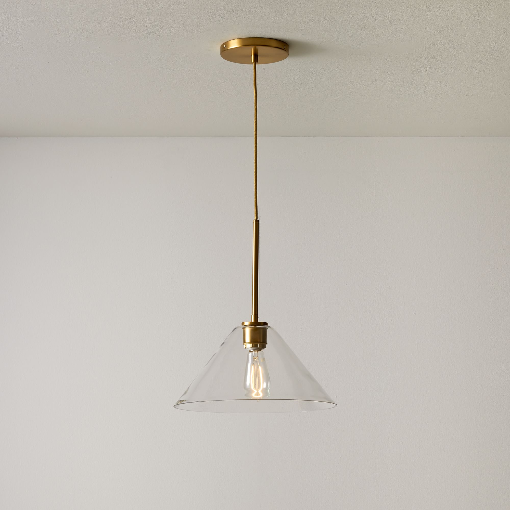 Cone Milk Clear Glass Cone Pendant Light for Kitchen-Neutral Decor