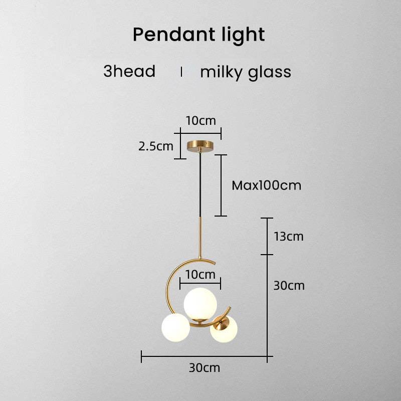 Valentina Modern Glass Globe Pendant Light, Metal & Glass, 3 Style - Neutral Decor