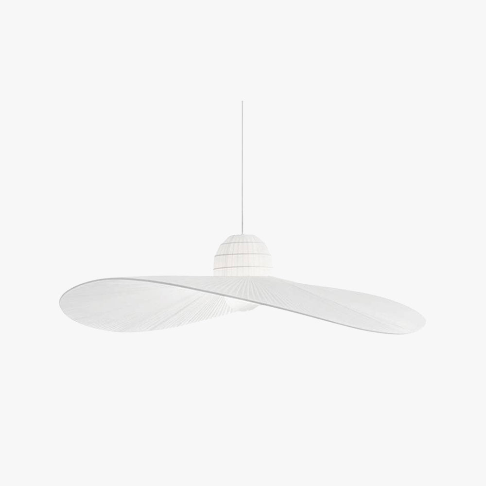 Ritta Modern Woven Wide-Brimmed Hat Shape Metal/Fabric Pendant Light, Black/White - Neutral Decor