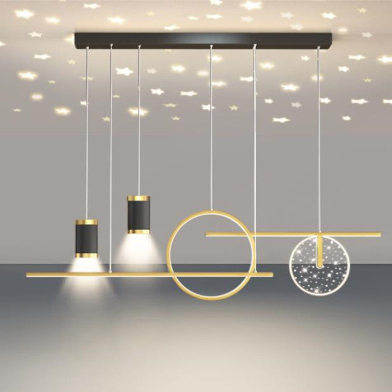 Arisha Modern Metal Starry Pendant Light, Black/White/Gold - Neutral Decor