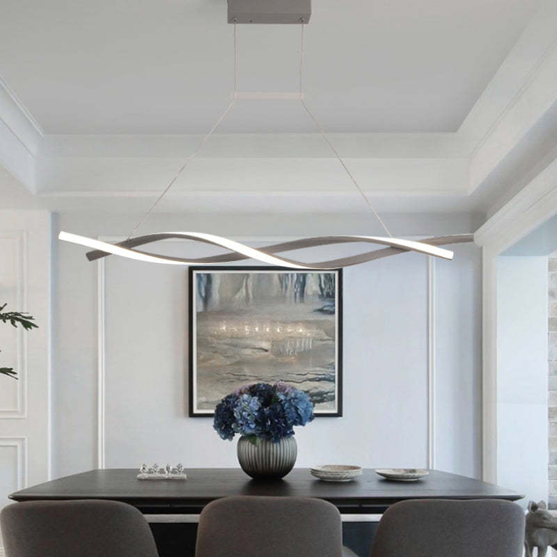 Arisha Pendant Light Linear Double Wave Modern, Metal, Black/Grey, Bedroom - Neutral Decor