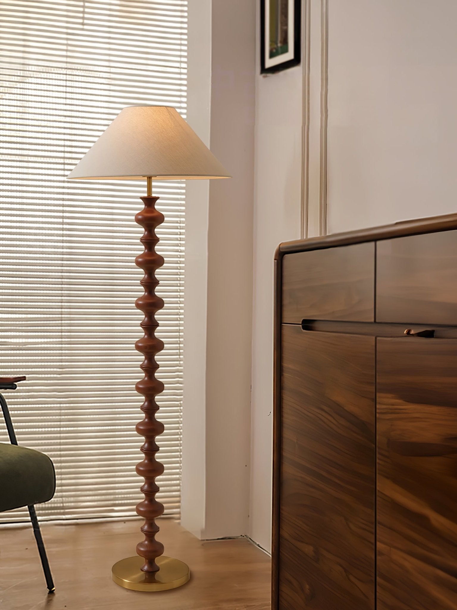 Emelir Wood Fabric Floor Lamp-Neutral Decor