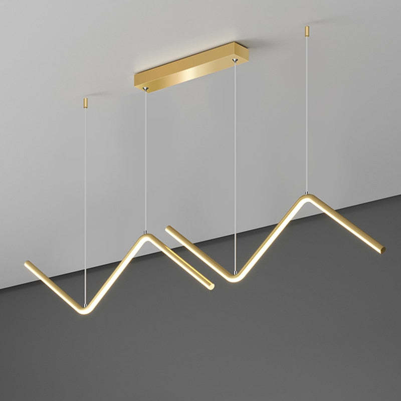 Arisha Modern Wavy linear Pendant Light Double, Black/Gold - Neutral Decor