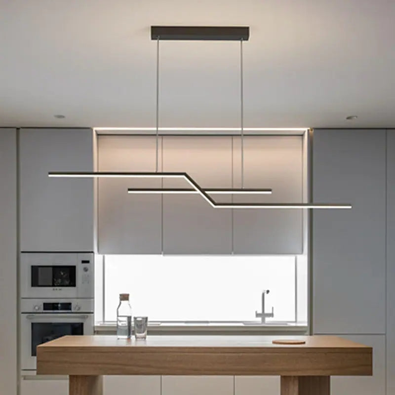 Arisha Parallel Fold Linear Pendant Light, Black/Gold, Living Room - Neutral Decor