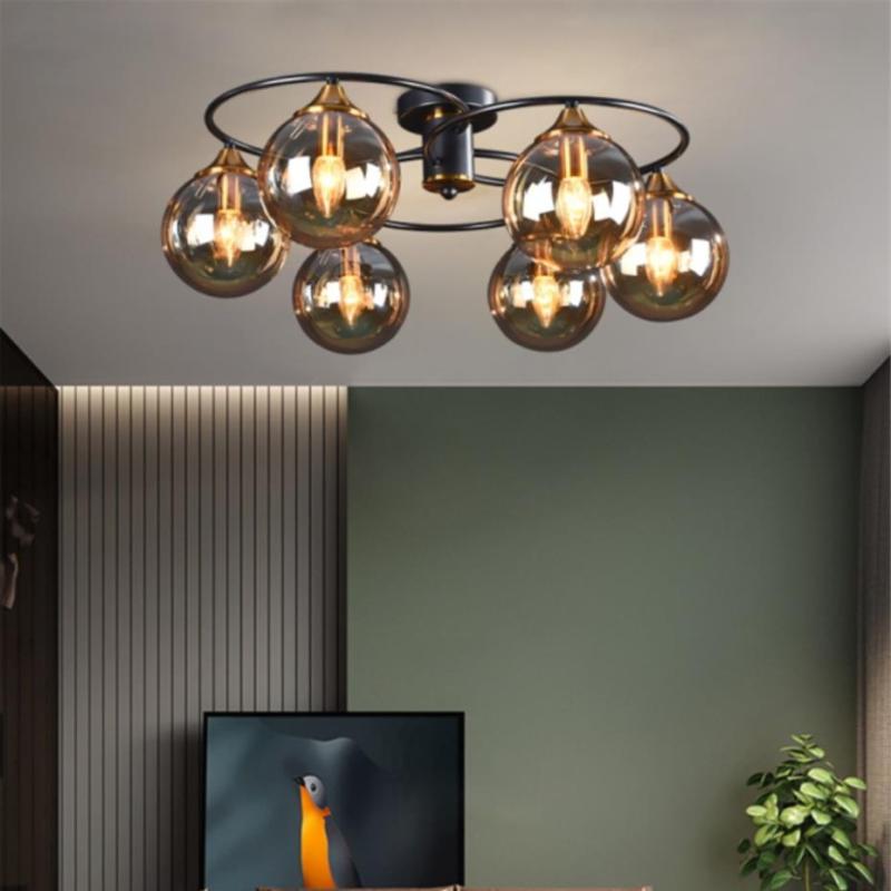 Valentina Nordic Bubble Glass Ceiling Light, Gray/Amber - Neutral Decor