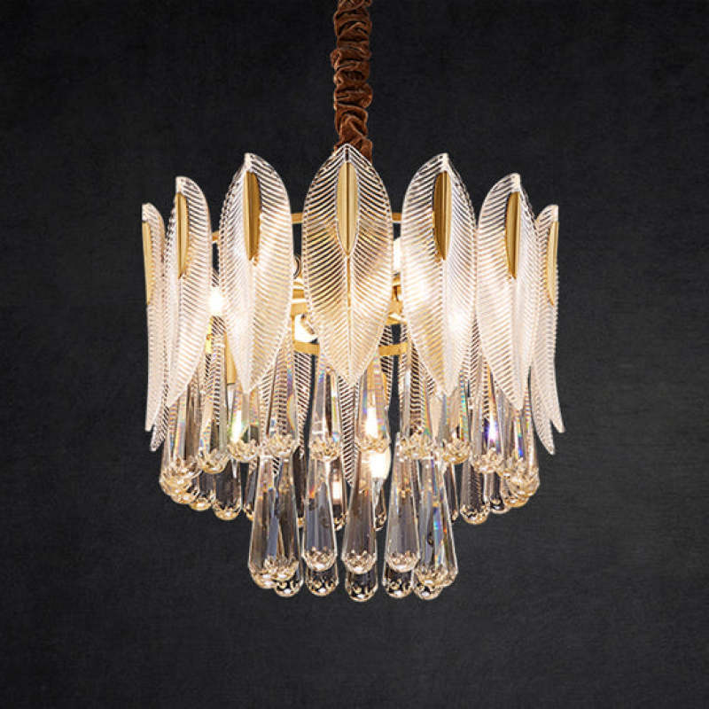 Arisha Luxury Feather Crystal Chandelier, Living Room - Neutral Decor