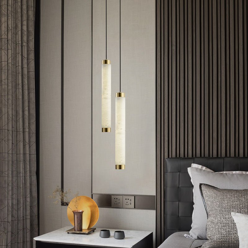 Lira Cylindrical Alabaster Pendant Light-Neutral Decor