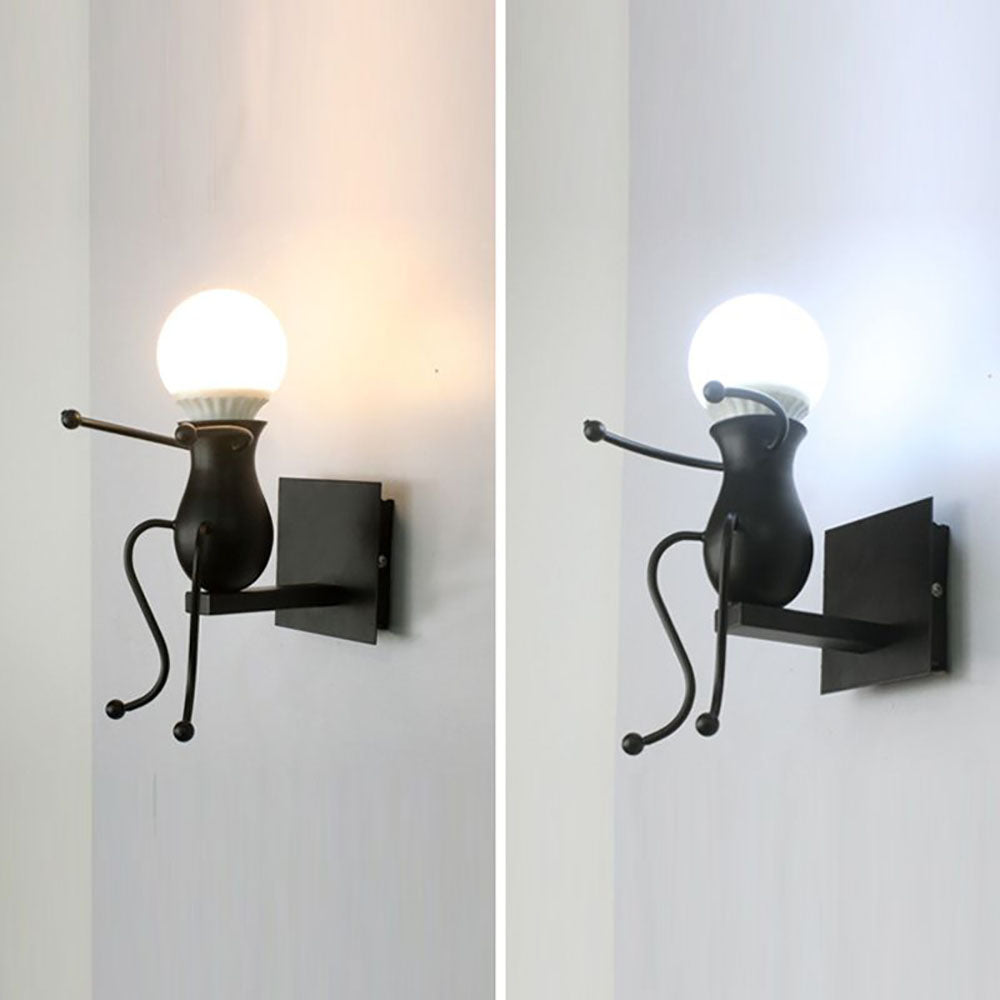 Arisha Modern Decorative Man Metal Wall Lamp, White/Black - Neutral Decor