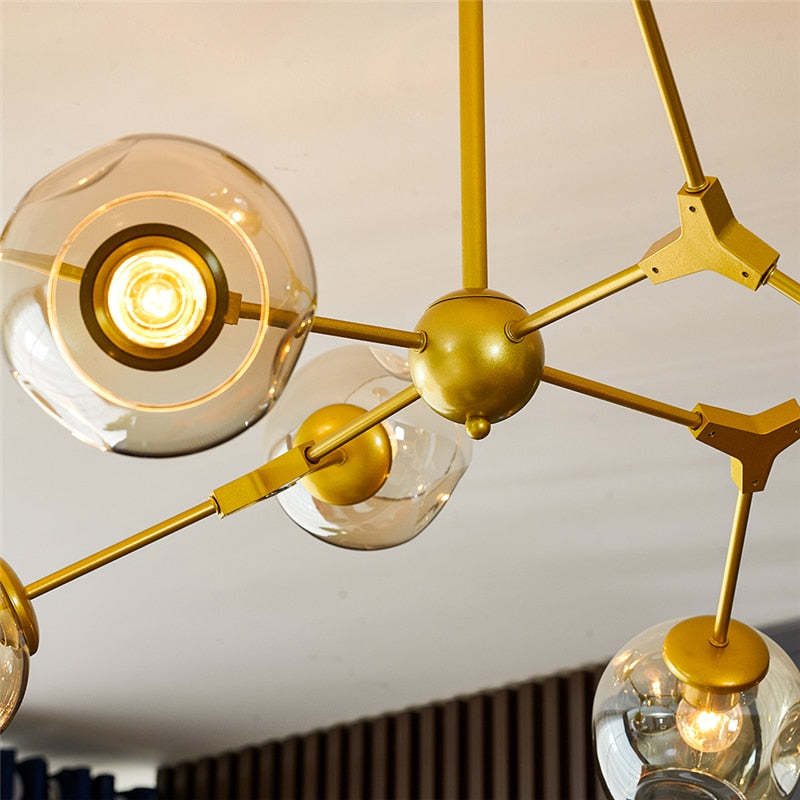 Valentina Modern Bubble Metal Pendant Light, Black/Gold - Neutral Decor