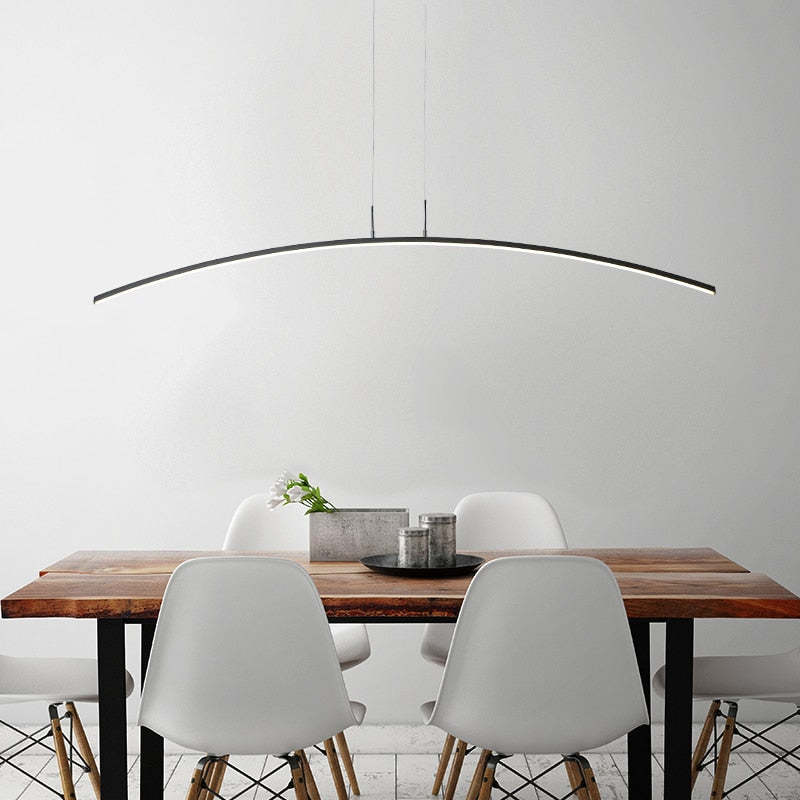 Arisha Curved Linear Pendant Light for Dining Room, Black/White - Neutral Decor