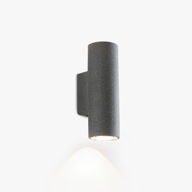 Ray Minimalist Cylindrical Double-headed Cement Outdoor Wall Lamp, Black/White - Neutral Decor