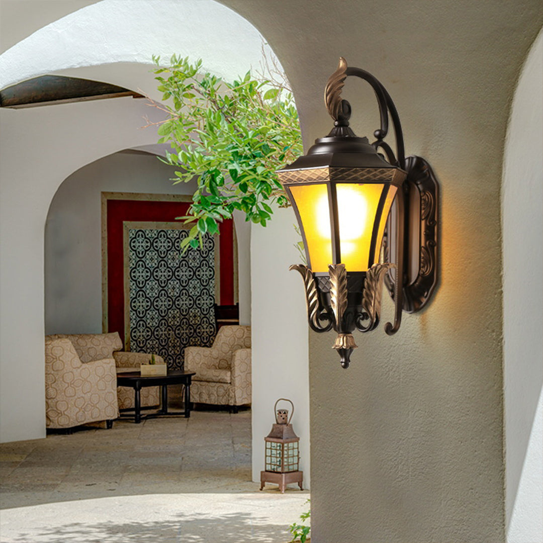 Nadiny European-Style Copper Glass Outdoor Wall Sconce