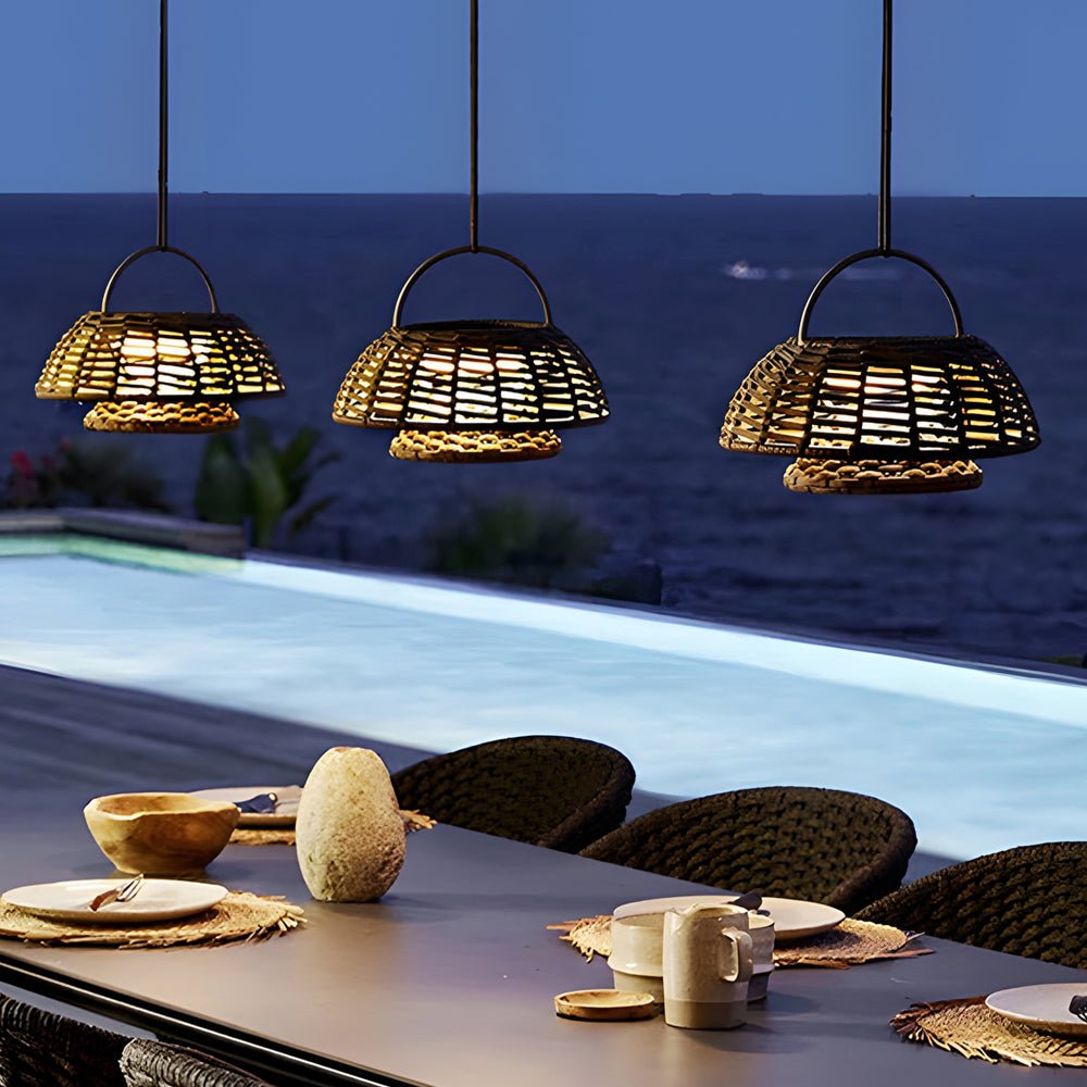 Teri Decorative Modern Ropes Rattan Outdoor Chandelier