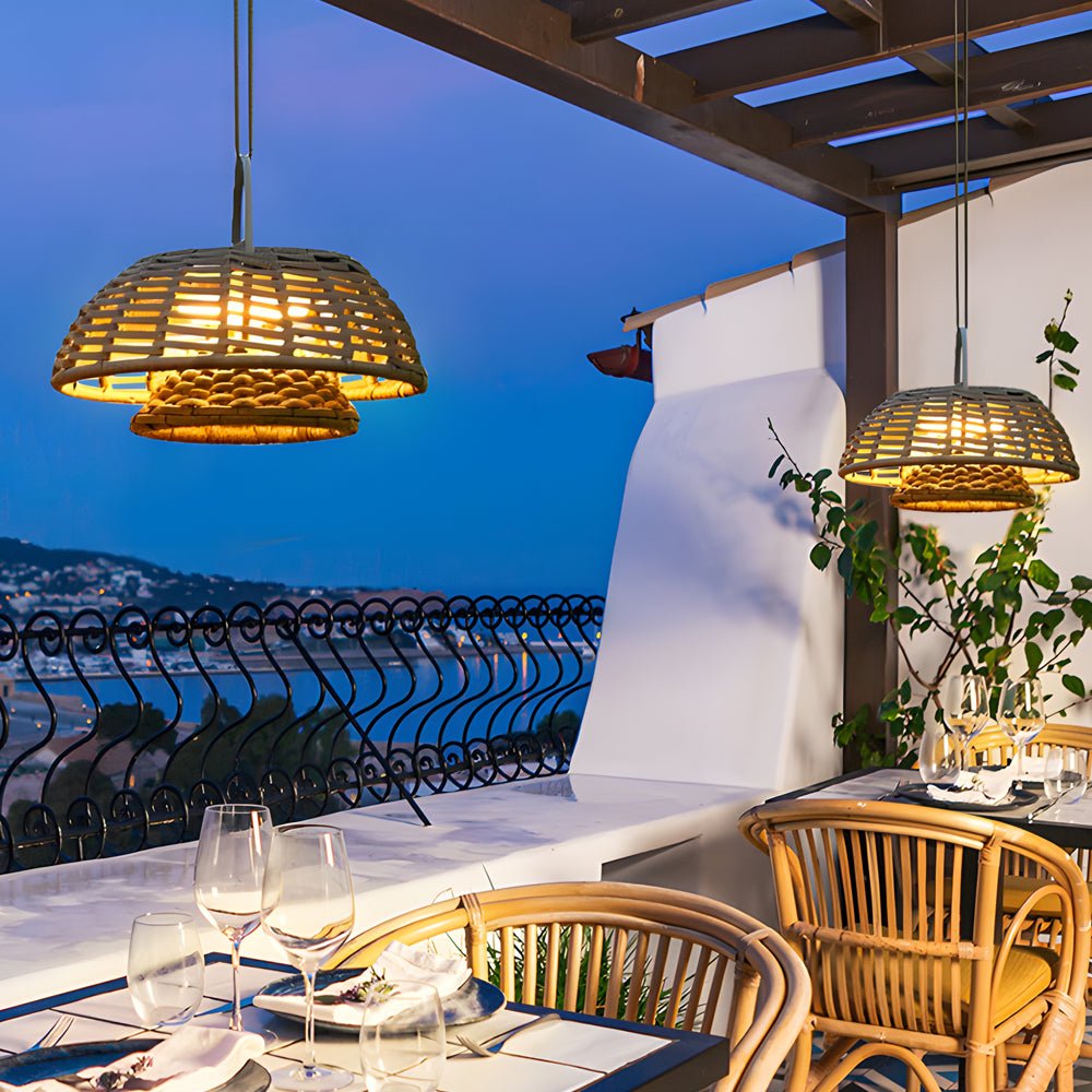 Teri Decorative Modern Ropes Rattan Outdoor Chandelier