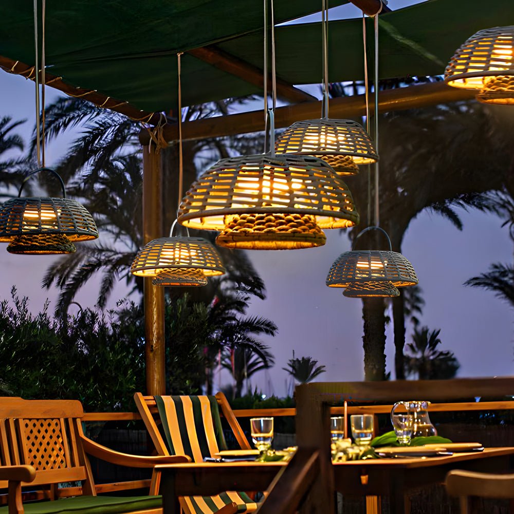 Teri Decorative Modern Ropes Rattan Outdoor Chandelier