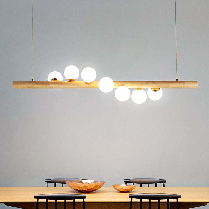Valentina Glass Bubble Pendant Light Wood/Walnut - Neutral Decor