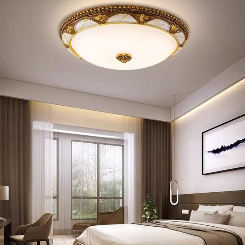 Epoch Floral Retro Antique Brass Flush Mount Ceiling Light - Neutral Decor