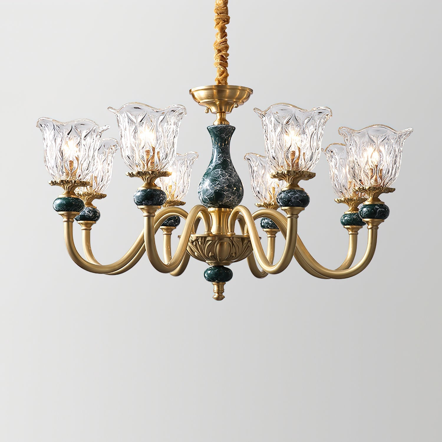 Full view of the 6-light Dieppe Chandelier.