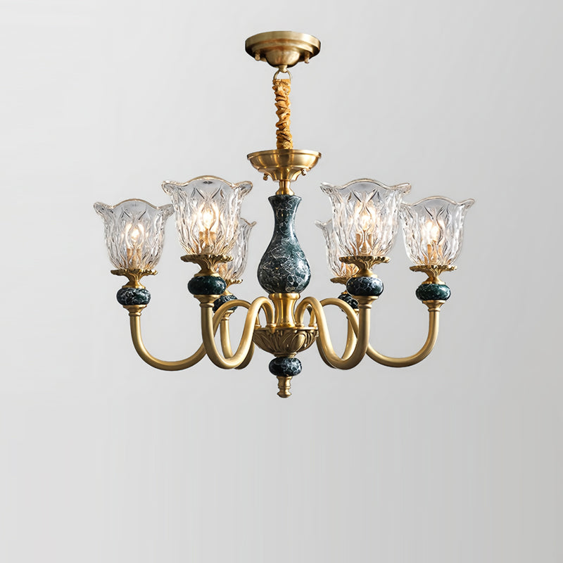 Full view of the 15-light Dieppe Chandelier.