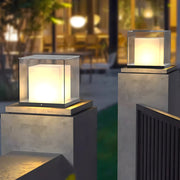 Cheerful Square Gate Minimalist Glass Outdoor Pillar Lights