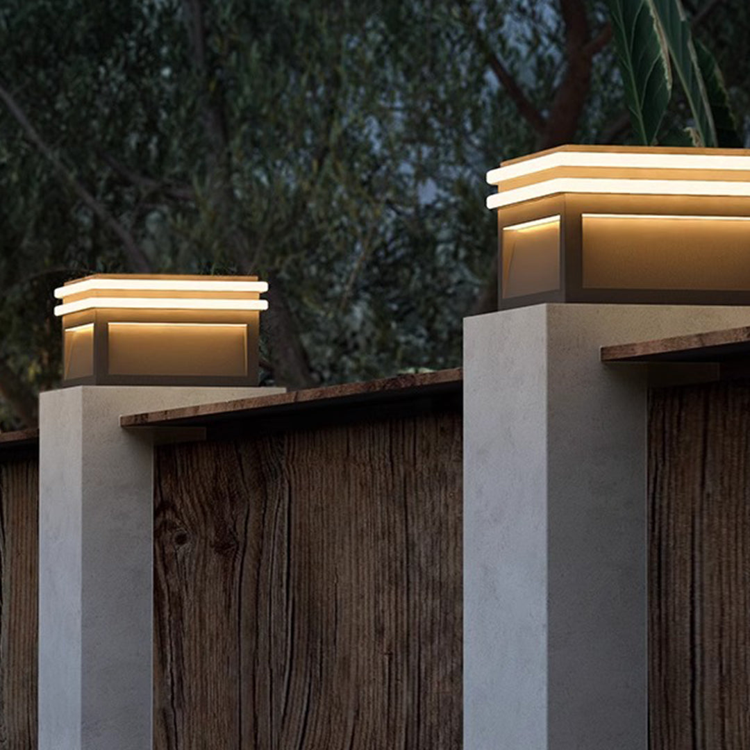 Theodore Square Minimalist Steel Outdoor Pillar Lights