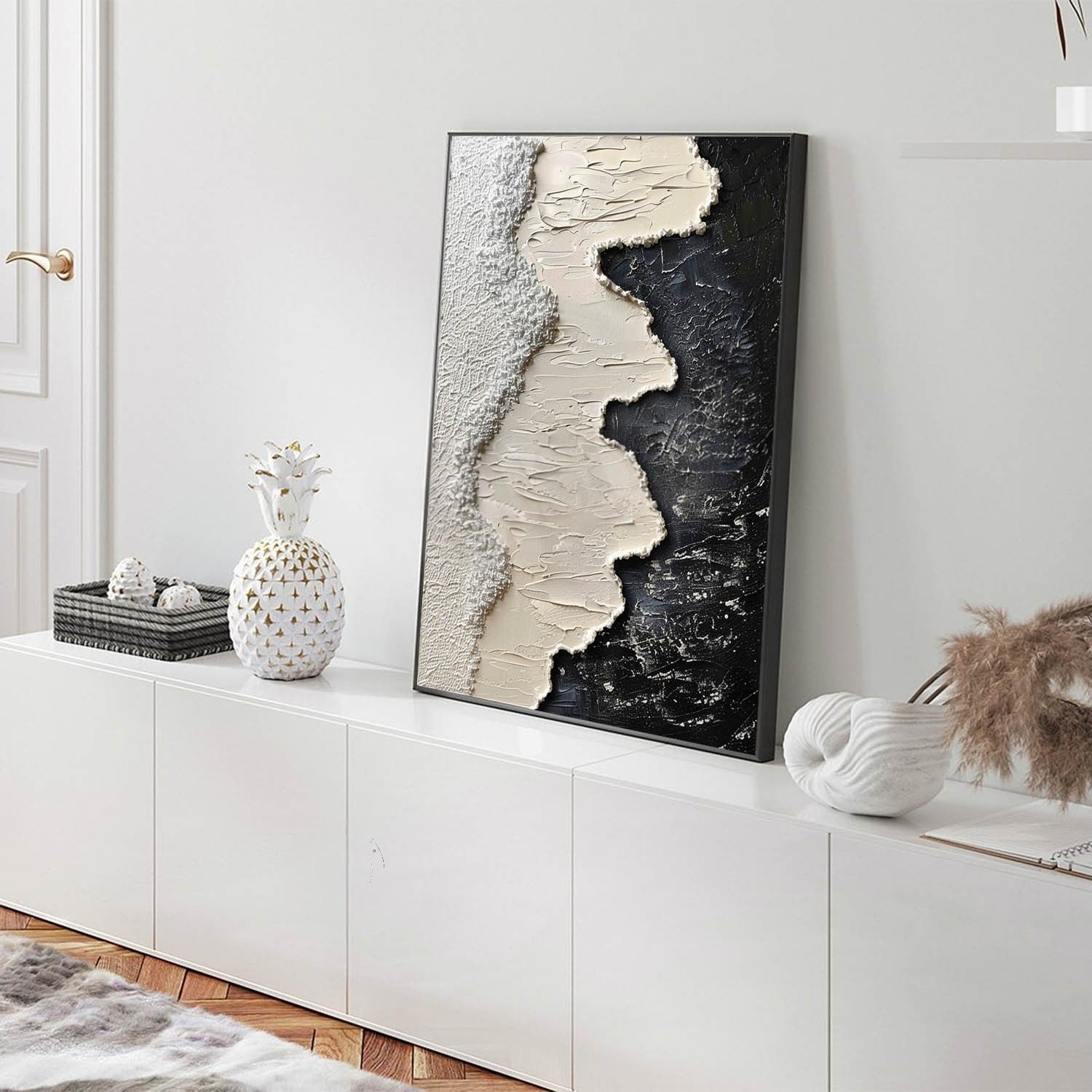 Wall Art Monochrome Wave Painting - Neutralighting
