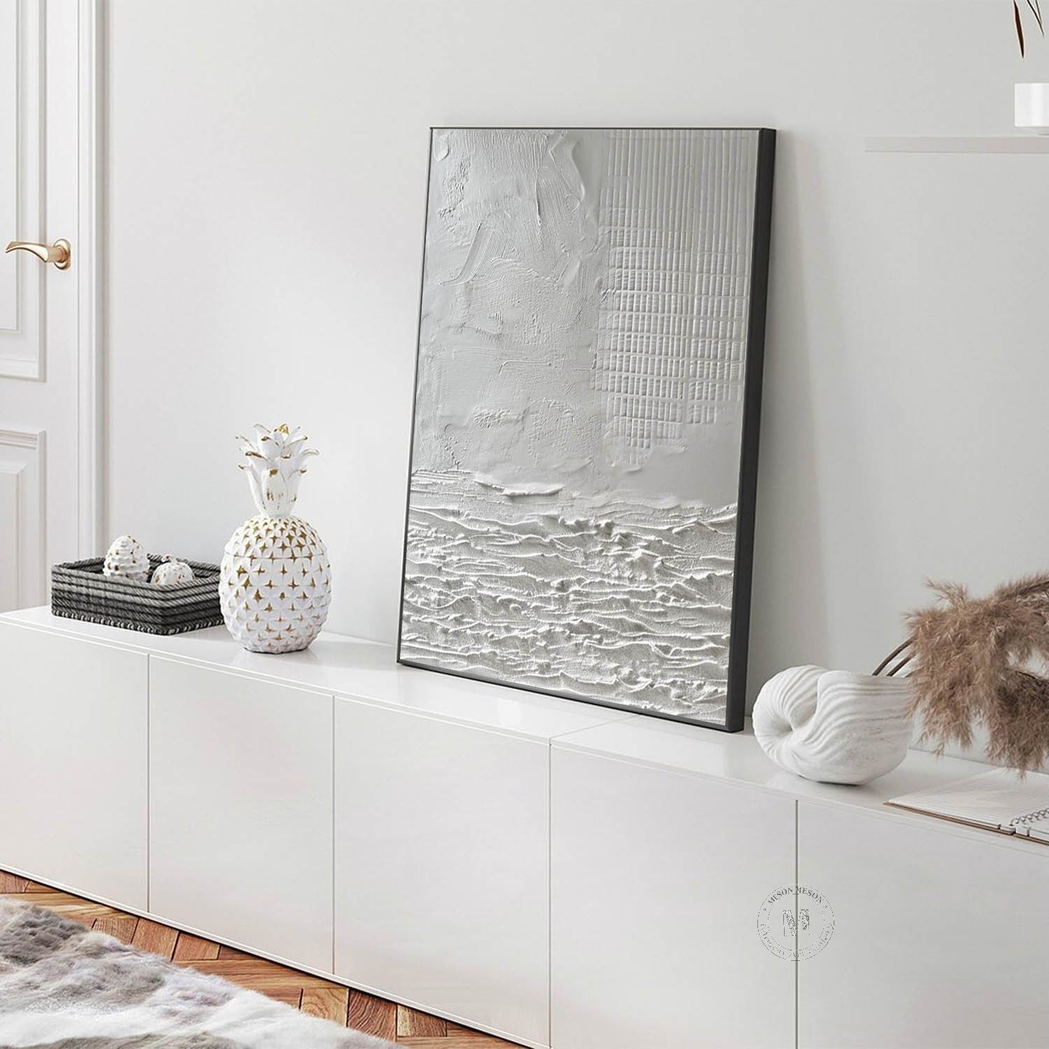 Wall Art Neutral Coastal Grid Painting - Neutralighting